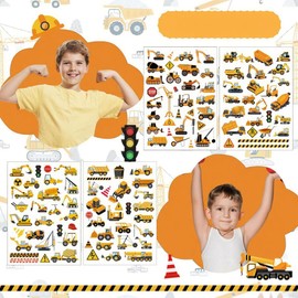4 Sheets Cars Temporary Tattoos Colorful Trucks Vehicles Fake Tattoos Styles Mixed Cartoon Car Tattoos Cute Cranes Construction Trucks Stickers for Kids Boys Girls Body Art Makeup
