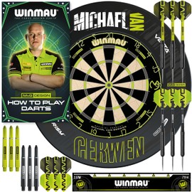 WINMAU Michael Van Gerwen MvG Surround Set Including Dartboard, Surround, Darts and Accessories