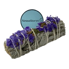 NESSASTORES - White Sage Purple Daze 4 inch Smudge Stick Bundles for Cleansing and Meditation. #JC-081 (12 pcs)