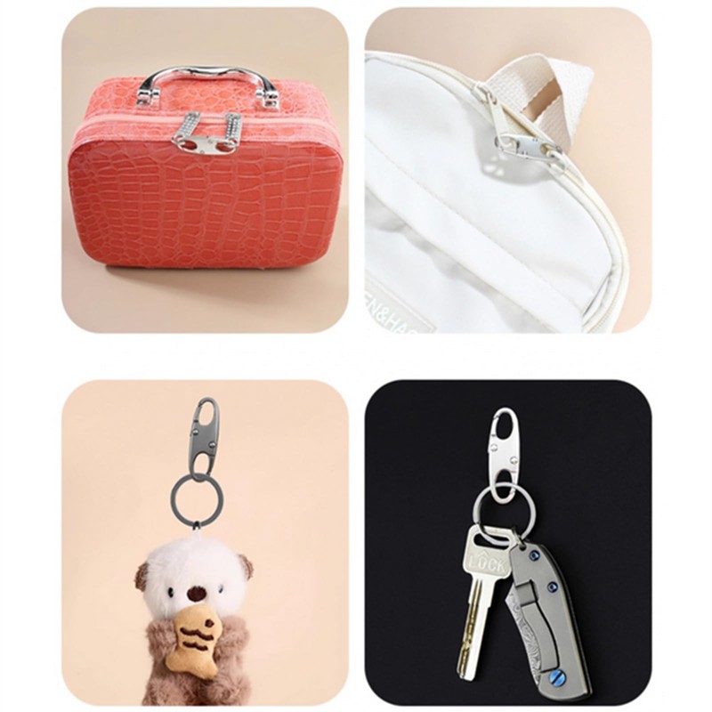 8Pcs Anti Theft Zipper Clips Small Double Carabiner Clip Alloy