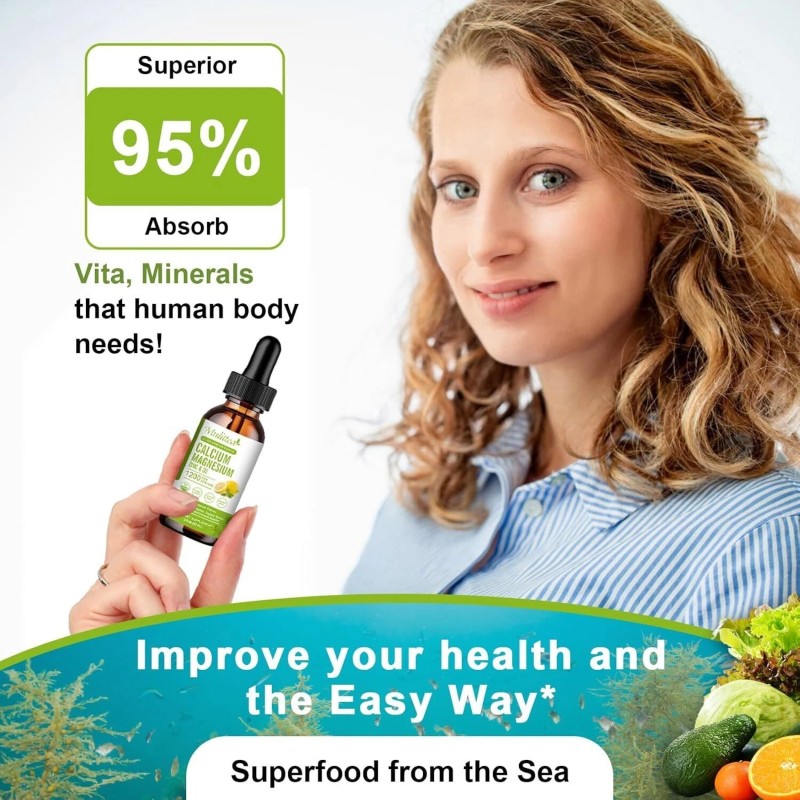 Mulittea Calcium Magnesium Zinc Drops 60ml High Absorption for Heart