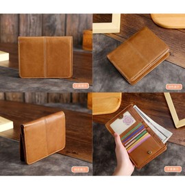 REMARSO Bi-fold Wallet, Genuine Leather, Coin Pocket, Card Slot, Compact, Large Capacity, Natural, Braun