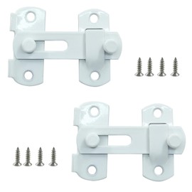 Dijedev 2 Packs Flip Latch Lock, 2.76"*1.99" Barn Door Latches, White Sliding Barn Door Lock Hardware Gate Latches, Bi-fold Door Lock, Stainless Steel Door Latches for Barn, Cabinet, Window, Closet