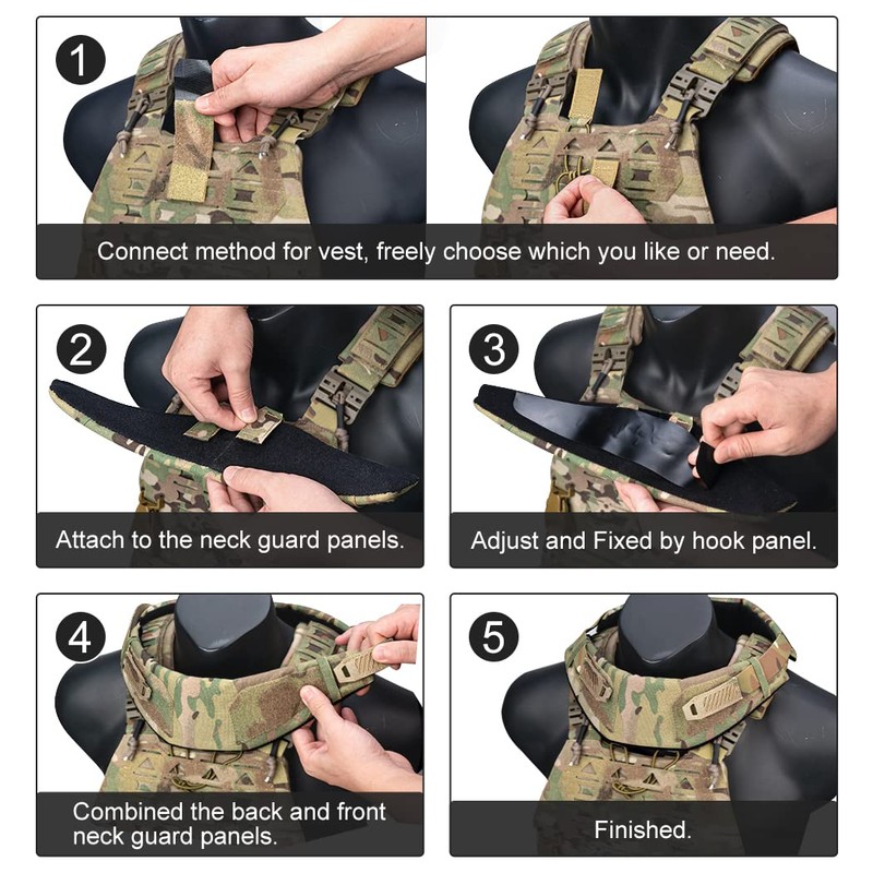 TOPTACPRO Tactical Neck Protector for Tactical Vest Thickened Neck Guards