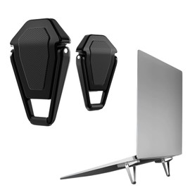 BLOOPIC Laptop Stand-Cooling 2 Pack Stick-on Laptop Stand Ergonomic Zinc Alloy Durable Lightweight Portable Anti-Heat Dissipation Rubber Anti-Slip Improve Posture (Black)