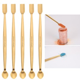 Briartw 5 Pcs Stainless Steel Craft Spoon | Mess-Free Crafting with Dual-Shaped Spoons for Glitter, Embossing Powders, Sequins & Small Embellishments | Gold | 6.7inch Length