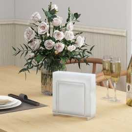 STWWO Napkin Holder, Silver, Metal Napkin Dispenser for Table, Napkin Stand, Kitchen Accessories, Paper Napkin Holder for Decorating, Upgrade 14 cm