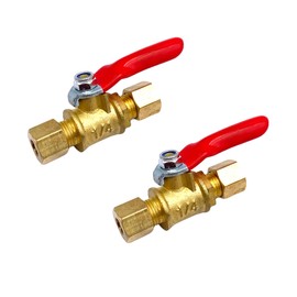 2Pcs 1/4 Compression Shut Off Valves,1/4" Compression x 1/4" Compression Brass Mini Ball Valve for Water Line Connection