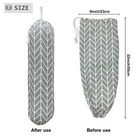 Wall Mount Plastic Grocery Bag Organizer/Holder,Washable Shopping Bags Carrier,Storage Dispenser ​for Home Kitchen Travelling, Free Adjustment with Drawstring, Large, Gray, 22x9"