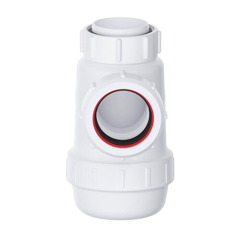 Shallow Bottle Trap 40mm 1-1/2" with Anti-Slip Ring, Space Saving