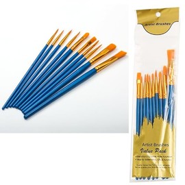 10PCS Professional Artist Nylon Paint Brushes Set - for Body/Face Painting, Watercolor, Acrylic & Oil Art - Fine Detail & Broad Strokes, Durable Synthetic Hair Brushes (Blue, One Size)