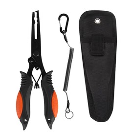 Pvnoocy Multifunctional Fishing Pliers, Fishing Pliers Fishing Accessories for Unhooking Hooks, Cutting PE Ropes, Stainless Steel Fishing Accessories, Fishing Multi-Fishing Pliers with Lanyard & Carry