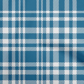 oneOone Rayon Teal Blue Fabric Check DIY Clothing Quilting Fabric Print Fabric by Yard 56 Inch Wide