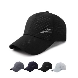 KMOLY Men's Mesh Cap, Quick Drying, Breathable, UV Protection, Sun Protection, Spring and Summer, UV Protection, Outdoor Sun Protection, Outdoor Sun Protection, Baseball Cap, Golf, Climbing, Fishing, Running, Jogging, Heatstroke Prevention, Unisex, Black