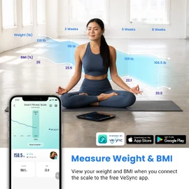 Etekcity Smart Digital Bathroom Scale for Body Weight and BMI, Black