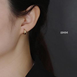 Huacan Women's 925 Silver Chunky Hoop Earrings 18K Gold-Plated Cartilage Stud Earrings for Women and Girls, Sterling Silver