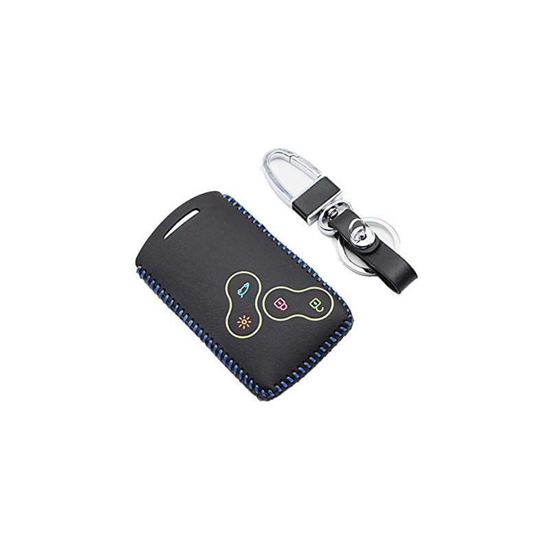 Happyit Car Genuine Leather Smart Key Cover Case for Renault