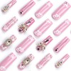 Long Press Pink False Nails with Rhinestones Design: Glue on,