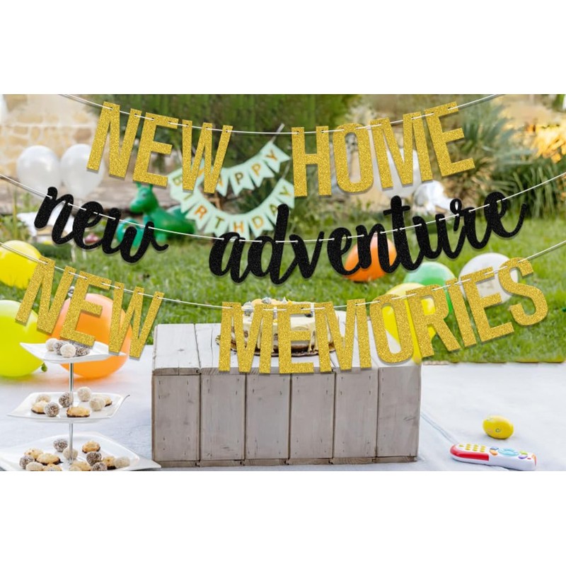 New Home New Adventure New Memories Banner, Housewarming Party Decorations,
