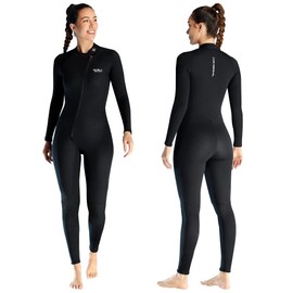 Skyone Wetsuits for Men Women, 3MM Neoprene Wetsuit Full Body Wet Suit in Cold Water, Scuba Diving Suit Long Sleeves Front Zip Warm Swimsuit for Swimming Surfing Snorkeling (Women Black, XX-Large)