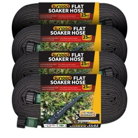 Suneed 4 Pack Flat Soaker Hose 25FT for Garden Beds, Lightweight Drip Soaker Hose 100 ft for Foundation Watering of Plants – Garden Sprinkler Soaker Hoses with Heavy Duty & Easy to Install (25ftx4)