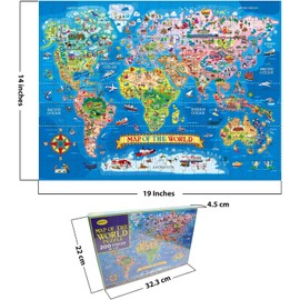 Educational & Learning World Map Jigsaw Puzzle, 200 Piece Geography Puzzle with Continents & Countries - learn world map Jigsaw for Kids Age 7+, Fun Activity for the for Children