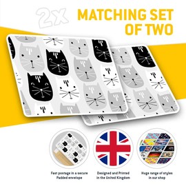 2 x 7.5cm Rectangle Vinyl Stickers Cute Cartoon Cat Pattern Art Kids 37823