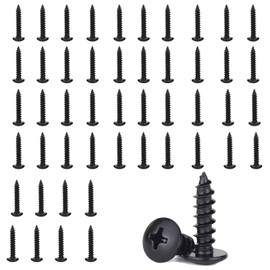 50 Pcs Black Self Tapping Screws, M6 x 16mm Multi Purpose Small Screw, Stainless Steel, Phillips Pan Head Bolts for Wood, Drywall and Furniture
