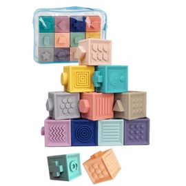 TAOTAO Building Blocks, Pastel Cubes, Babies, Baby Toys, Baby Shower, Educational Toy, Bath (12 Pieces)