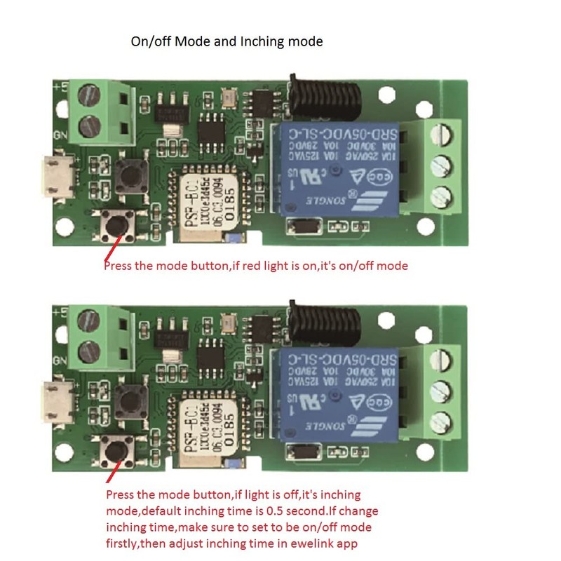 MHCOZY Updated WiFi Wireless Smart Switch Inching Self-Locking Relay Module,Set