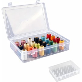 Guibell Set Organizador de Hilos para Coser Transparente con 42 Bobineros Caja de almacenamiento para bobinas de hilo,organizador de costura,perfecto para manualidades y coser,fácil de ver y acceder