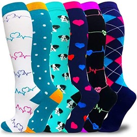 ZANZER Compression Socks for Women & Men Circulation(6 pairs)-Graduated Supports Socks for Running, Athletic Sports (colorful-A, L/XL)