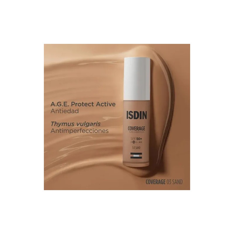 Base De Maquillaje Coverage Spf 50 Sand 30ml Isdin