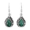 Dangle Earrings, 925 Sterling Silver Earrings for Women, Pear Malachite