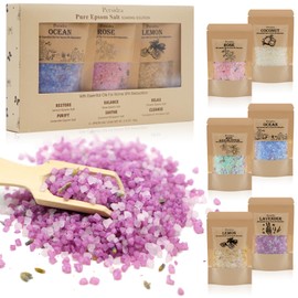 Persidra Bath Salts Gift Set 6-Pack - Relaxing Aromatherapy Spa Set for Women, 80g Self-Care Gifts for Mom, Mother's Day Birthday Gifts with Natural Sea Salts