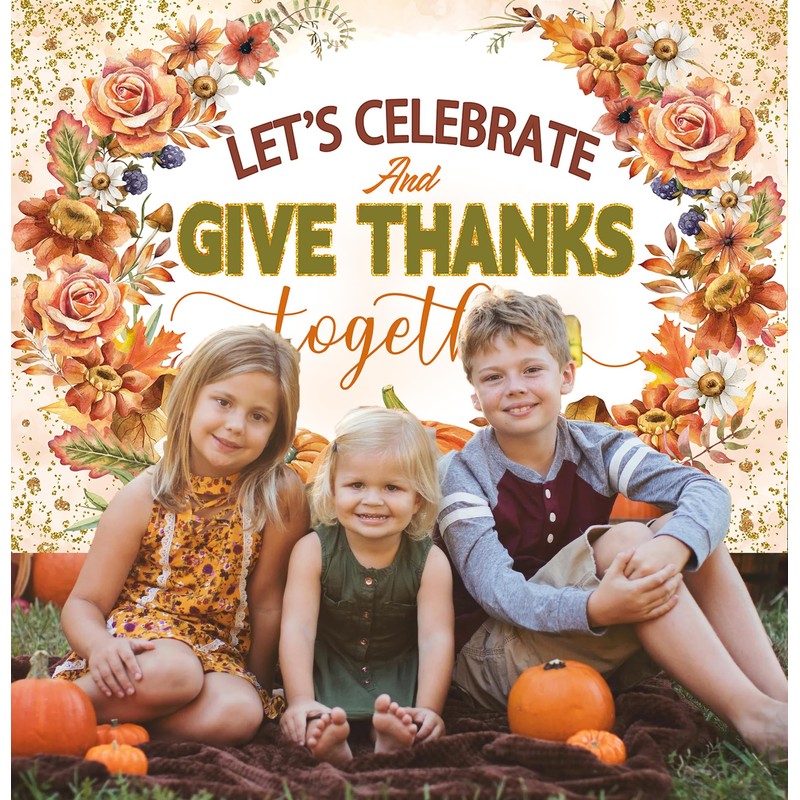Let's Give Thanks Backdrop Fall utumn Harvest Festival Photography Backdrop