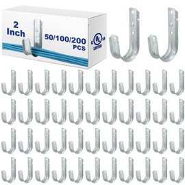 Gisafai 100 Cable Support J Hook, Cable Hooks for Hanging, Heavy Duty Metal Hooks for Wire Management, G60 Galvanized Steel (2 Inch)