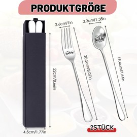 Happy Birthday Spoon & Fork Gift Birthday Graduation 2 Pieces Spoon and Fork with Engraving Birthday Gifts for Son, Daughter, Sister, Brother, Friends, Teenagers
