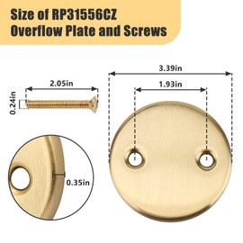 Overflow Plate RP31556CZ and Screws Replacement for Delta Faucet