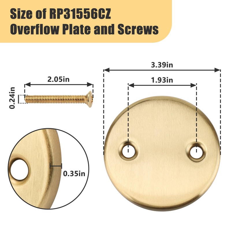 Overflow Plate RP31556CZ and Screws Replacement for Delta Faucet