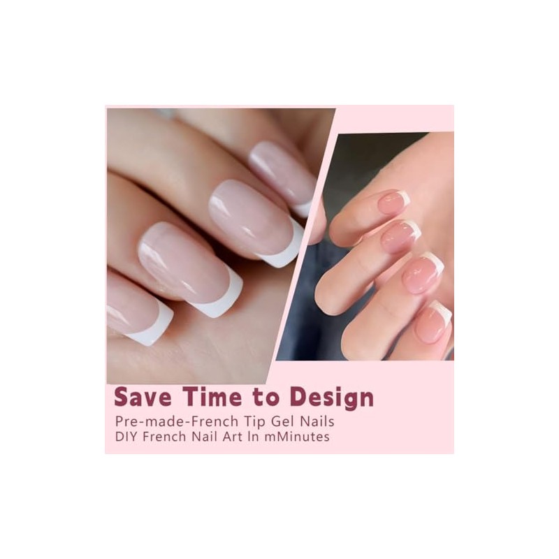 120 Piezas Francés Uñas Postizas, Rosa Natural Degradado Artificiales Uñas