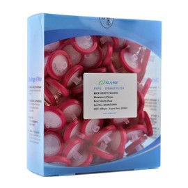 Simsii Syringe Filter, Hydrophobic PTFE Membrane Disc, Diameter 25 mm, Micron Pore Size 0.45 um, Pack of 100