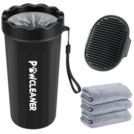 Augwind Buddy Muddy Pet Foot Cleaner with Handle, Adjustable Brush, and 3 Absorbent Towels (Blue, Large)