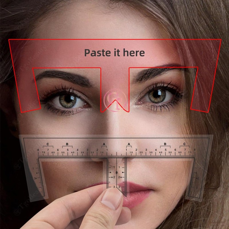 50pcs Disposable Tattoo Eyebrow Ruler Sticker with Brow Shape Eyebrow