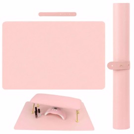 Nail Art Table Mat,Nail Mat for Nail Tech Foldable Nail Hand Rest Pillow Manicure Pad Pink Nail Mat Soft Microfiber PU Leather Nail Mat for Tablesuitable for Manicure and Salon (60cm*30cm)
