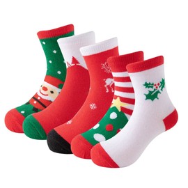 Edmundry 5 pares de calcetines de Navidad unisex para bebés y niñas, Multicolor B, 3-5 Años
