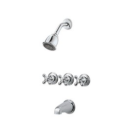 Pfister LG01-8CBC 3 Tub & Shower Faucet with Metal Cross Handles, 1.8 gpm, Polished Chrome