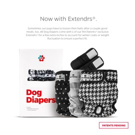 Pet Parents Washable Dog Diapers (3pack) of Durable Doggie Diapers, Premium Female Dog Diapers (Large, Luxe)