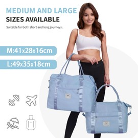 FIORETTO Womens Sports Gym Tote Bag Duffle Bag with Wet Pocket, Travel Bag Weekend Overnight Bags with Removable Strap, Water-Resistant Carry On Bag Hospital Holdalls for Women Sky Blue