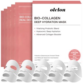 5 Pack Bio Collagen Mask, 100% Korean Face Mask Skincare Products, Overnight Hydrating Face Mask, 34g x 5ea